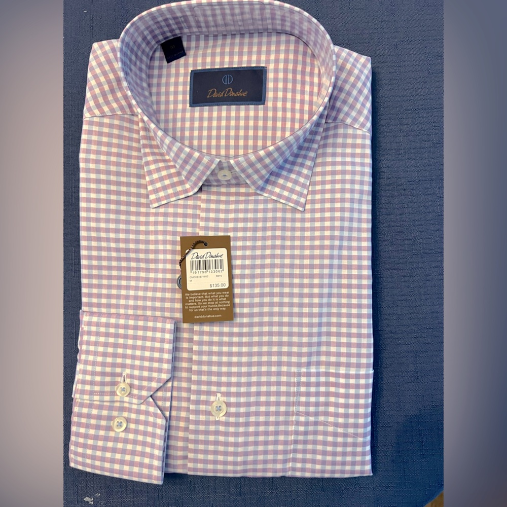 NWT David Donahue Twill Sport Shirt - Berry